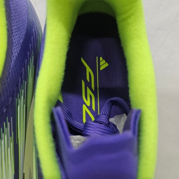 Adidas F50 League FG/MG Soccer Cleats JI0003 Purple Lucid Lemon Mens Size 10.5 - Picture 10 of 11